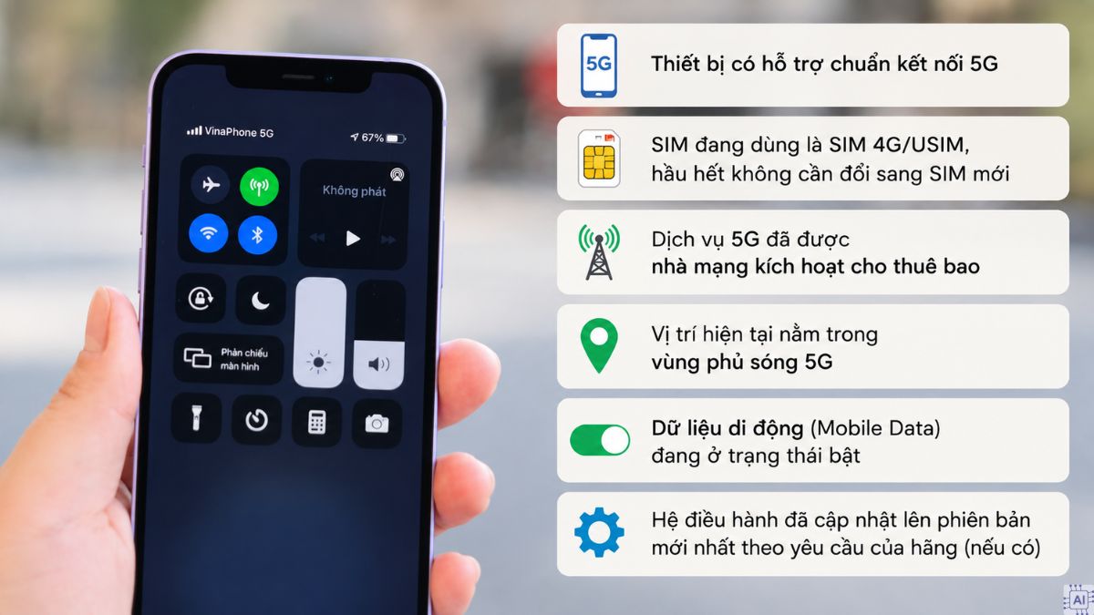 Cách bật 5G trên iPhone và điện thoại Android, kèm cách xử lý khi không lên 5G